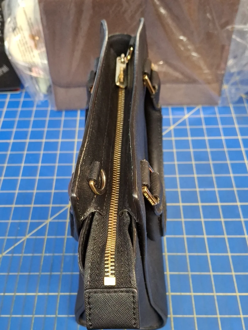 Michael Kors Black Saffiano Leather Satchel Gold Hardware Preloved